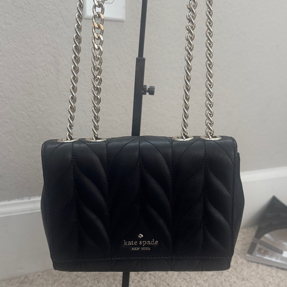 Kate Spade Black Quilted Chain Crossbody Bag